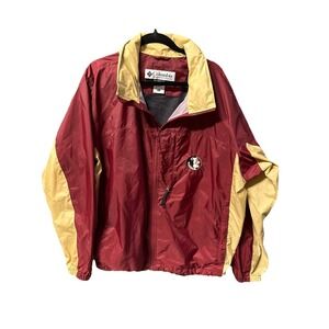 FSU Florida State University Columbia Windbreaker Garnet Gold Hooded Logo Zipper